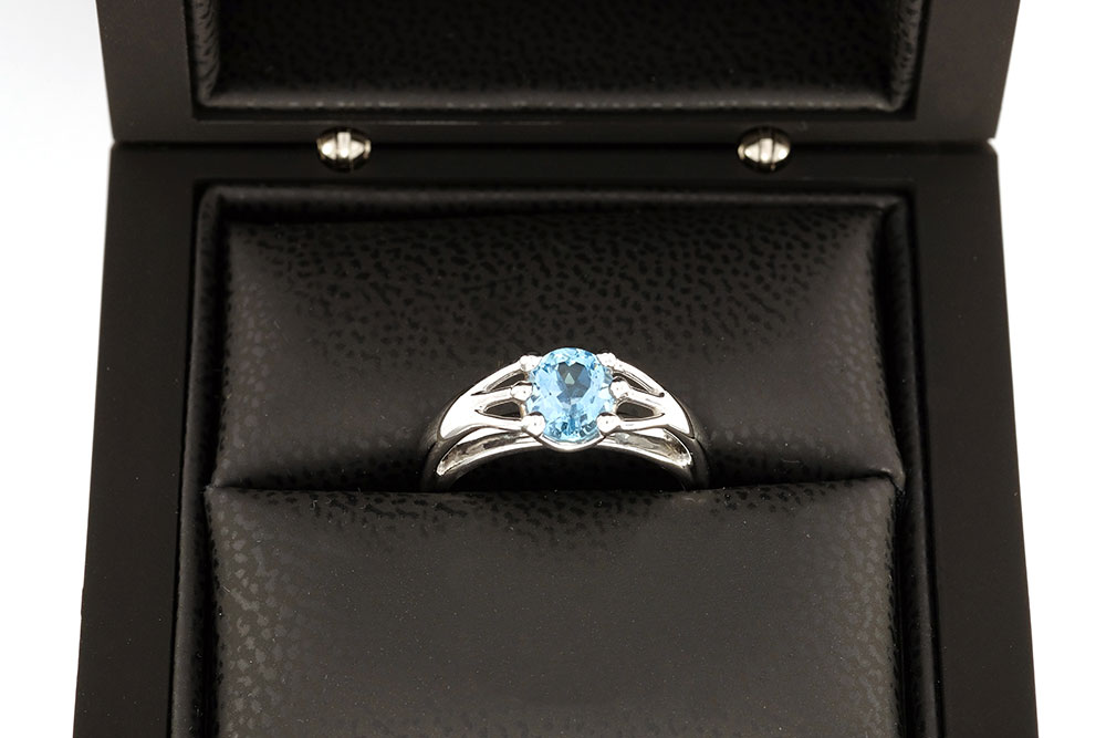 Bague Grenouille - Or blanc 18 carats et Aigue Marine