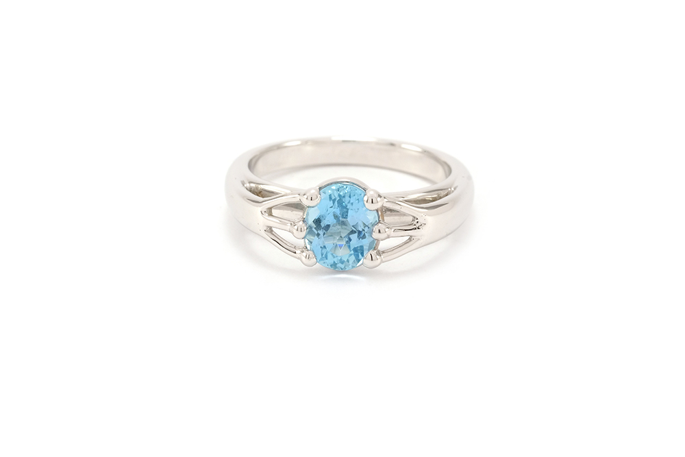 Bague Grenouille - Or blanc 18 carats et Aigue Marine 2