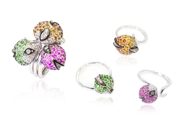 Bague Collection Eclosion - Saphirs, Grenats et Diamants