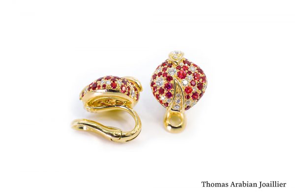 Boucles d'oreilles Eclosion Rubis et Diamants - 2