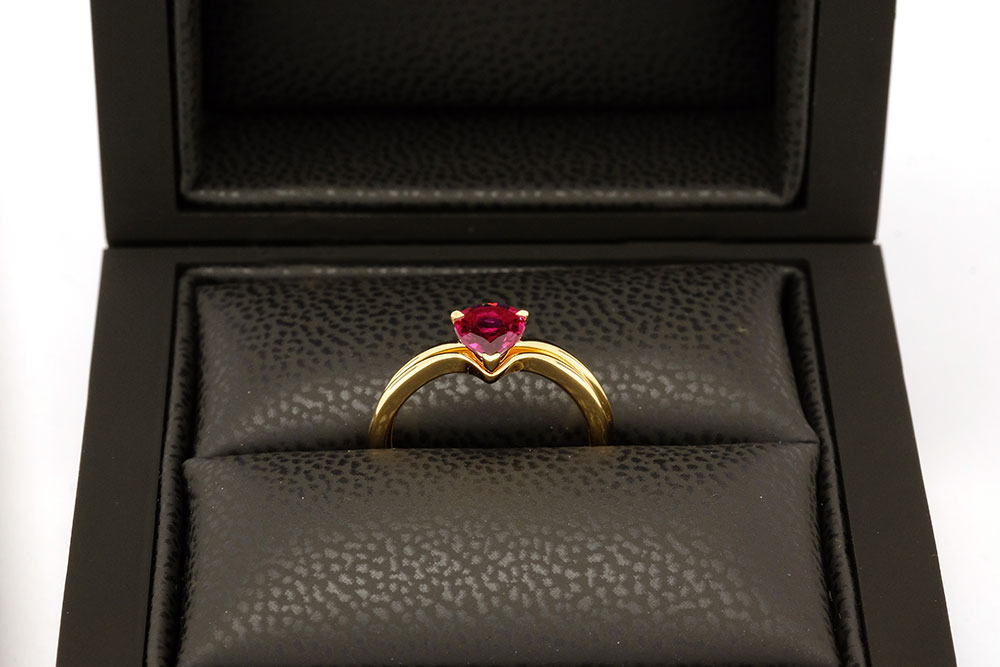 Alliance et bague de Fiançailles - Or jaune et Rubis 2