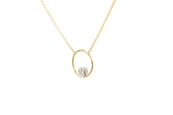 Pendentif Bonheur - Diamant serti or blanc - Or jaune 2