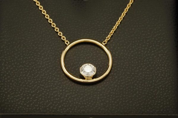 Pendentif Bonheur - Diamant serti or blanc - Or jaune 4