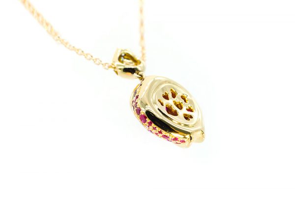 Pendentif Eclosion - laque et Rubis 4