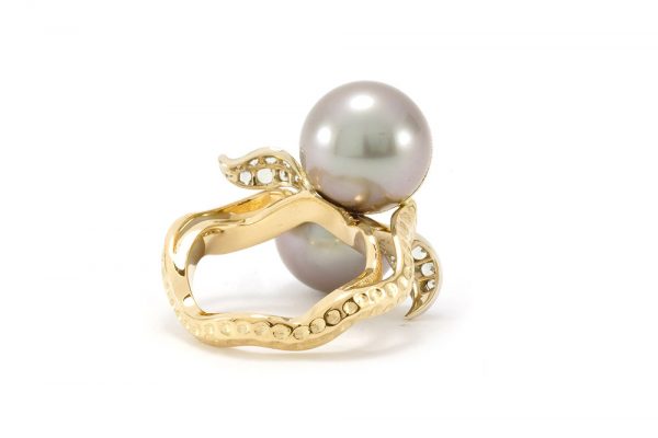 Bague Dionéas - Saphirs, Rubis et Perle de Tahiti - Or blanc et jaune 6