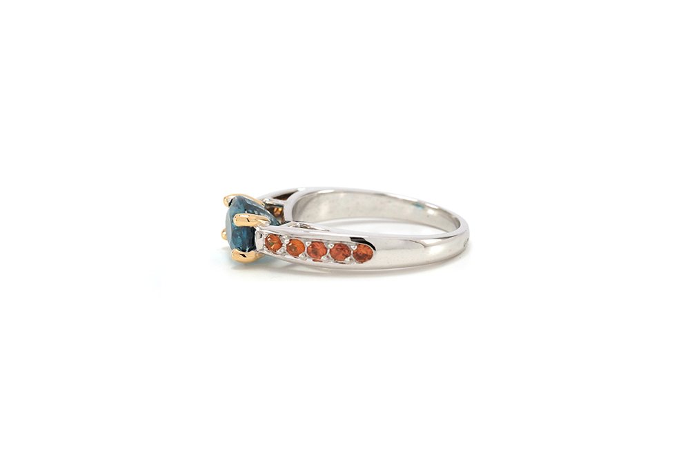 Bague Lagon - Or blanc, Zircon bleu et saphirs 3