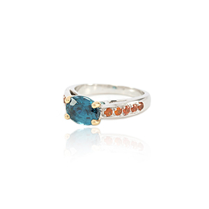 Bague Lagon - Or blanc, Zircon bleu et saphirs - vignette