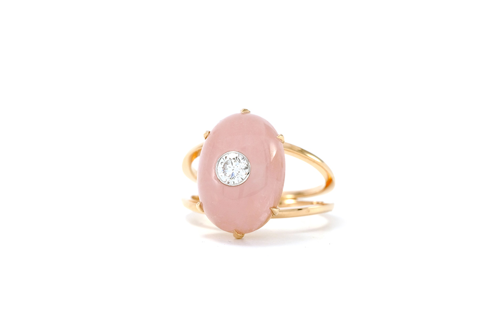 Bague Lotus Rose - Quartz, or rouge et diamant - 3