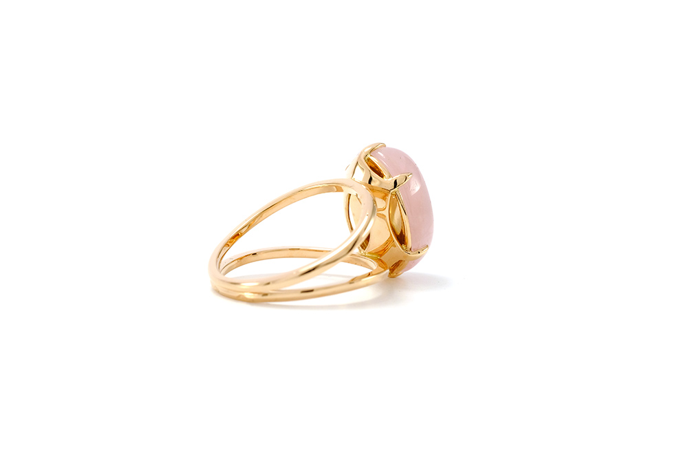 Bague Lotus Rose - Quartz, or rouge et diamant - 5