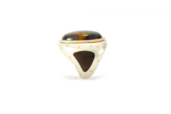 Bague "Nouveau Monde" - Pietersite et argent - 5