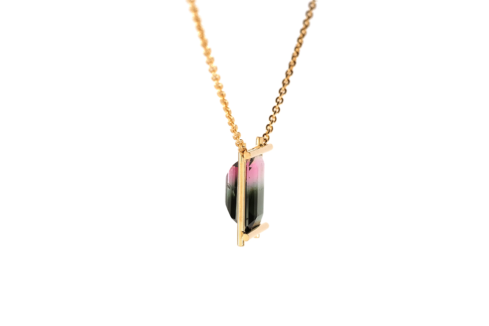 Pendentif Watermelon - Tourmaline - or jaune 4
