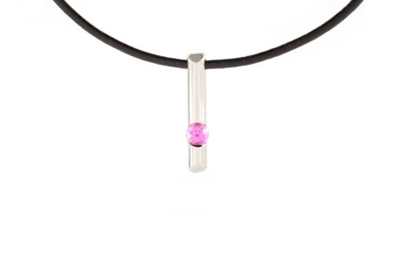Pendentif Douceur Brute - saphir rose - 2