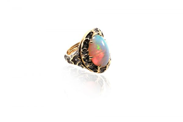 Bague Abysses - Opale, diamants et or jaune 1