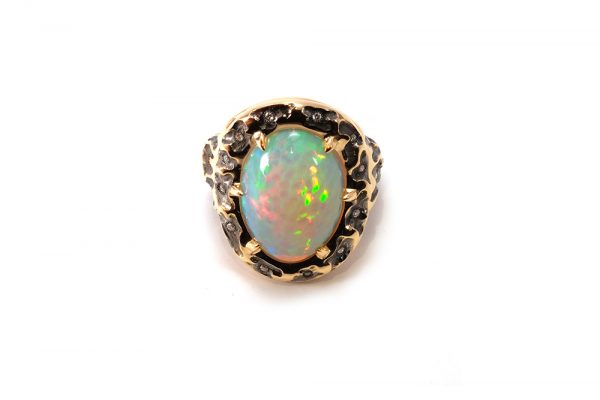 Bague Abysses - Opale, diamants et or jaune 8
