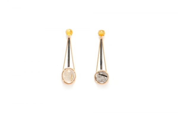 Boucle d'oreille Rutille - Quartz Rutille et Or rouge 1