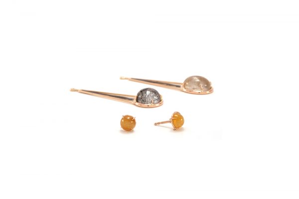 Boucle d'oreille Rutille - Quartz Rutille et Or rouge 3