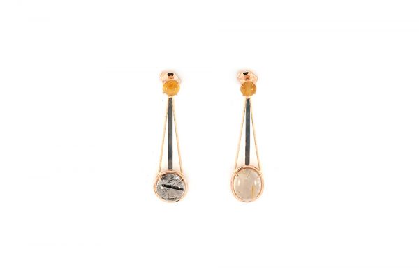 Boucle d'oreille Rutille - Quartz Rutille et Or rouge 4
