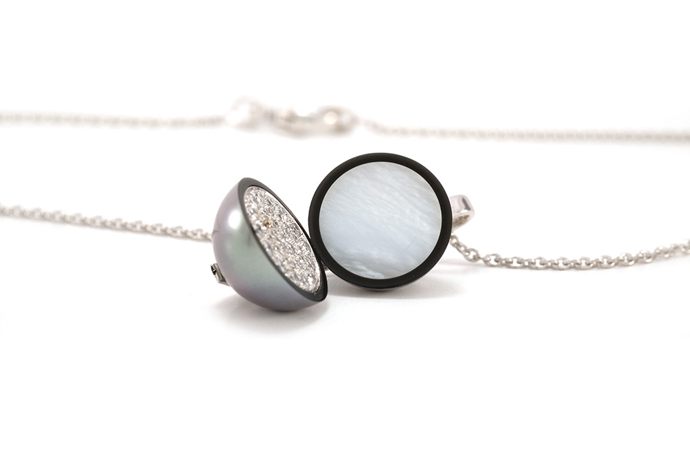 Pendentif Agora - Perle de Tahiti et Diamants sur Or blanc 7