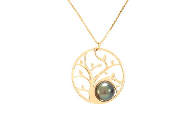 Pendentif Arbre de Vie - Or jaune et Perle 1