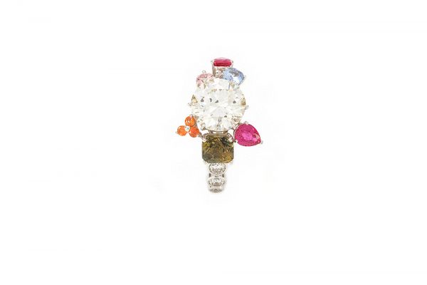 Bague Automne - Or blanc saphir et rubis 5