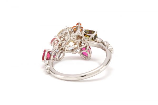 Bague Automne - Or blanc saphir et rubis 6