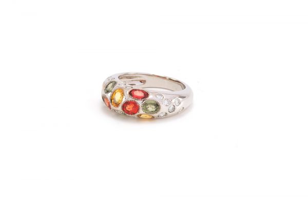 Bague Disco - or blanc, saphirs et diamants 2