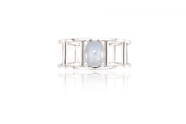 Bague Temporalis - or blanc et saphir étoilé - 1