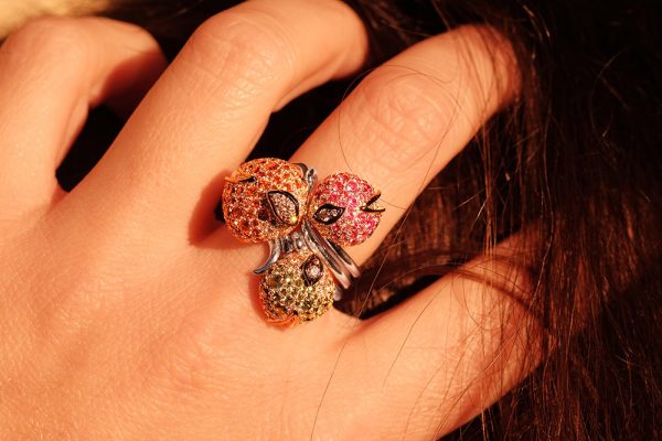 Bague Eclosion - pierres précieuses et Diamants - 9