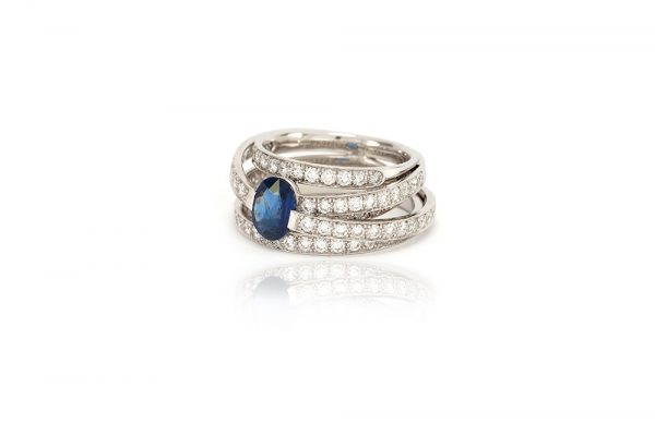 Bague Lien Saphir - Or Blanc, Saphir et diamants 1