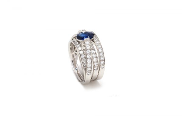 Bague Lien Saphir - Or Blanc, Saphir et diamants 2