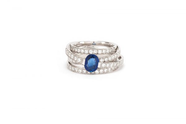 Bague Lien Saphir - Or Blanc, Saphir et diamants 4