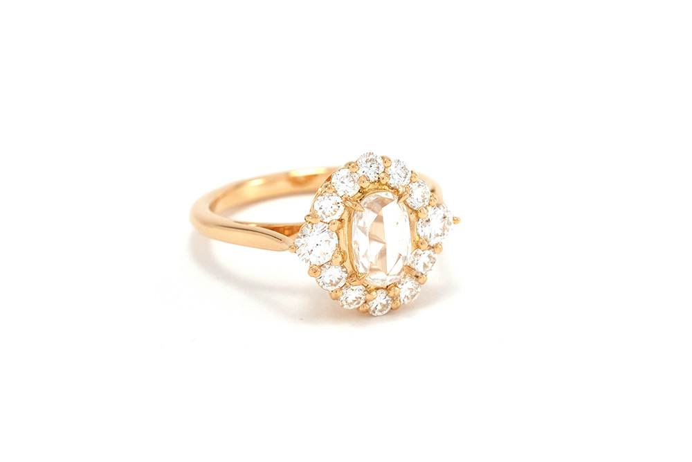 Bague Panier Rose Cut - Or jaune et Diamants 1