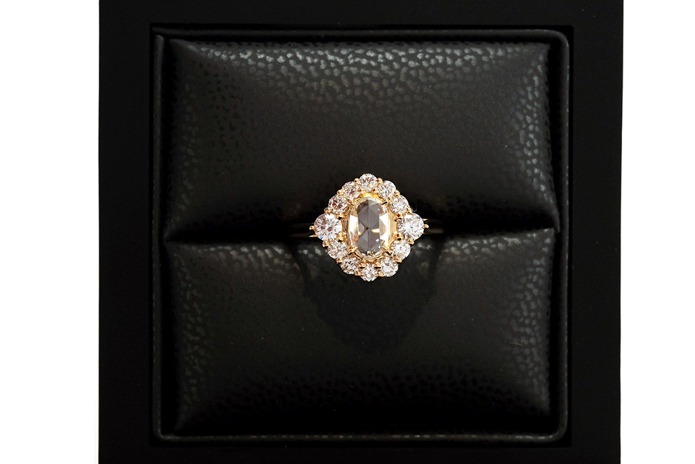 Bague Panier Rose Cut - Or jaune et Diamants 6