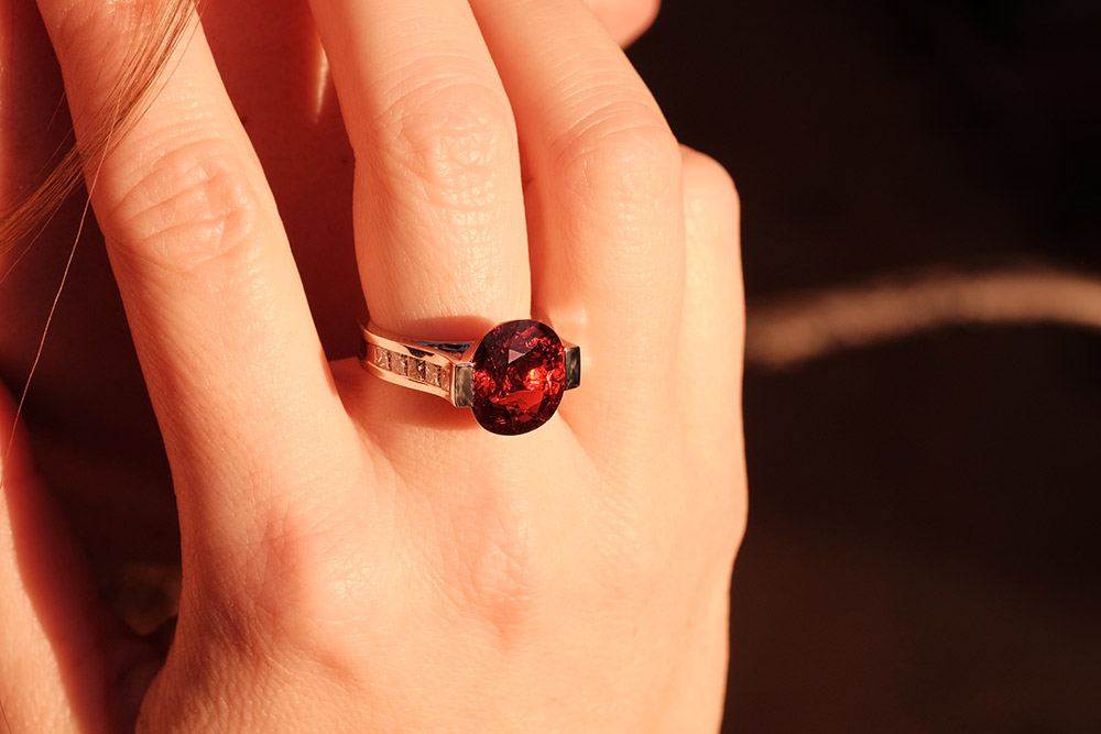 Bague Vulcain - Or, Diamants et Spéssartite 9