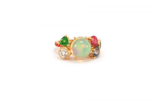 Bague Tropiques - Or jaune, Opales et pierres précieuses 3