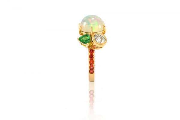 Bague Tropiques - Or jaune, Opales et pierres précieuses 6