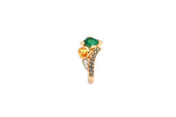 Bague Tsarine - Or jaune, emeraude et alexandrite 5