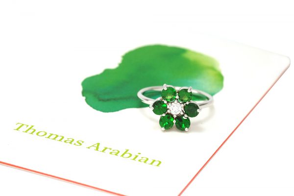 Bague Lucky Charm, Tsavorites et diamant sur or blanc 6