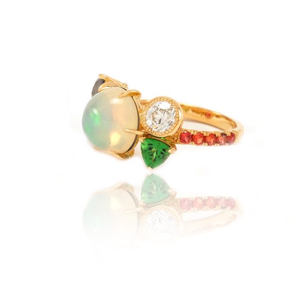 Bague Tropiques - Or jaune, Opales et pierres précieuses_vig2
