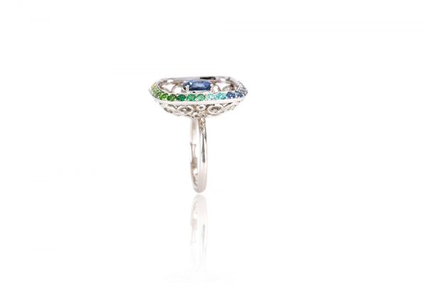 Bague Echo, or blanc et pierres précieuses 6