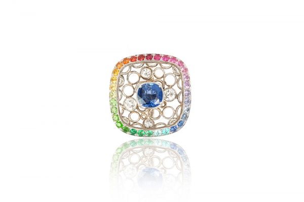 Bague Echo, or blanc et pierres précieuses 8