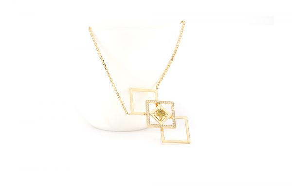 Pendentif Family, or jaune diamants et démentoide 2