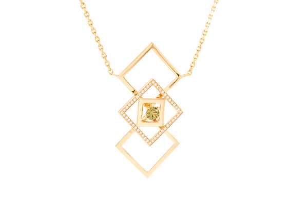 pendentif family, or jaune grenat et diamants 1