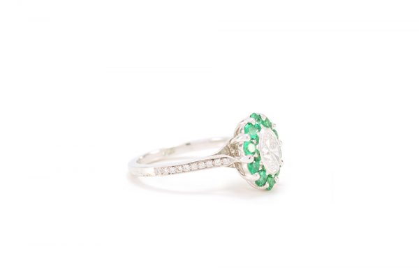 Bague Céleste, or blanc diamants et émeraude 2