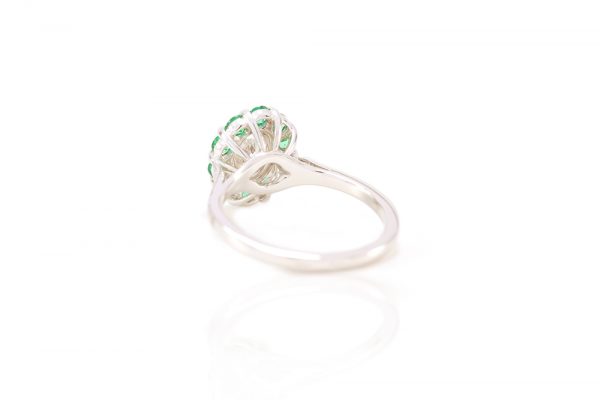 Bague Céleste, or blanc diamants et émeraude 3