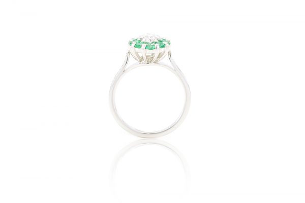 Bague Céleste, or blanc diamants et émeraude 5