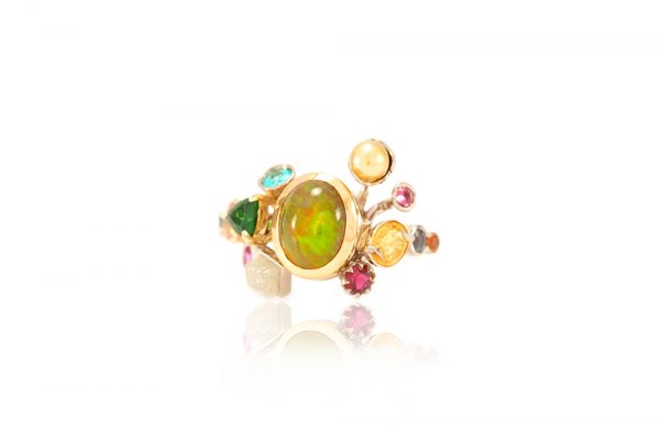 Bague Mer du Sud, or 18K, pierres fines et précieuses 1