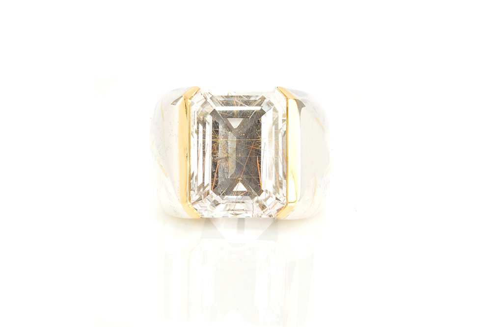 Bague Deep Line, Or 24K, Argent et Quartz Rutile 1