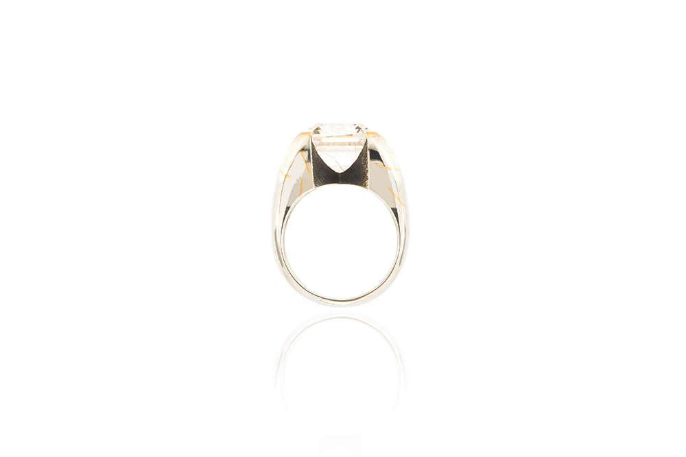 Bague Deep Line, Or 24K, Argent et Quartz Rutile 3