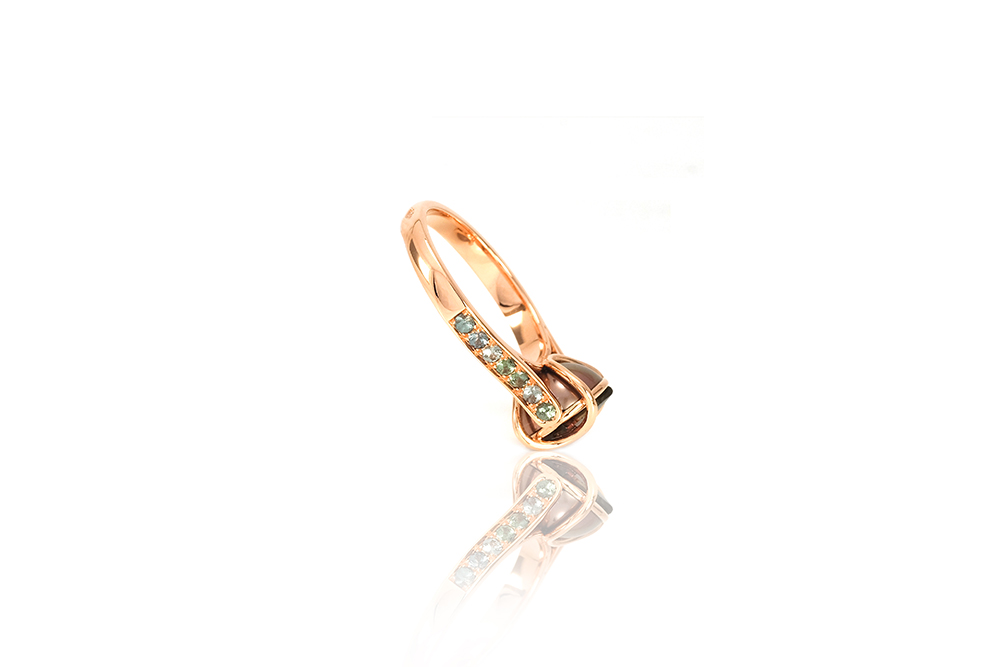 Bague Ellipse, or rouge, diamants, perle et tourmaline 4